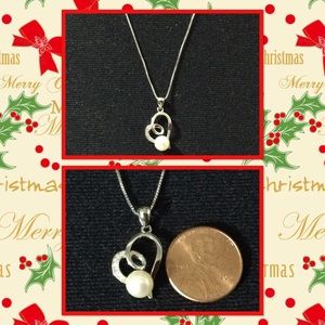 Sterling silver water pearl crystals necklace